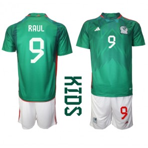 Mexico Raul Jimenez #9 Hjemmebanesæt Børn VM 2022 Kort ærmer (+ korte bukser)